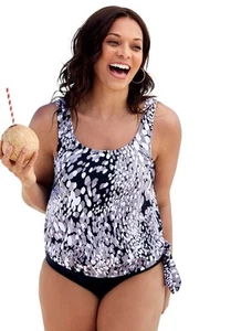 Swimsuits for All Women's Side Tie Blouson Tankini Top (Plus Sizes Available) - Picture 1 of 27