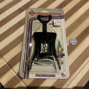 Vintage 1990 Phoenixware Bottle Opener Wing Corkscrew New Sealed Black - Picture 1 of 5