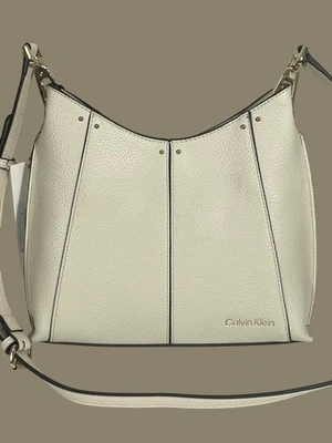 Calvin Klein Off-White Cream Pebbled Leather? Crossbody Shoulder Bag Adjustable - Image 1 of 4