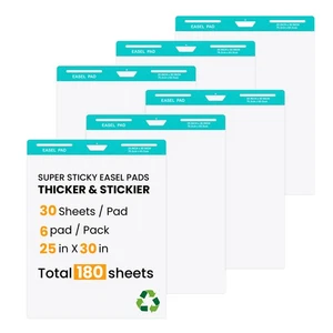 Almohadilla adhesiva para caballete, 25 x 30 pulgadas, blanca 30 hojas/almohadilla 6 almohadillas/paquete - Imagen 1 de 7