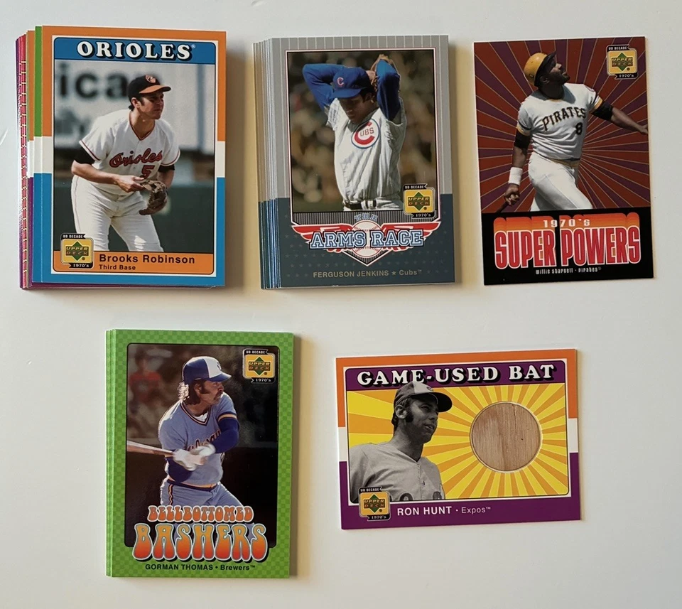 Lote de 34 cartas diferentes 2001 Upper Deck década 1970’s con insertos y recuerdos Foto 1 de 1