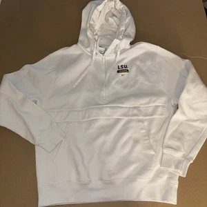 LSU Tigers NIKE Hoodie Half Zip White Medium Campus Collection 23x25 - Picture 1 of 9