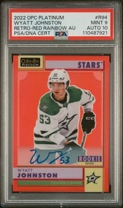 2022 O PEE CHEE Platinum Wyatt Johnston Retro Rainbow Auto PSA 9/Auto 10 - Picture 1 of 2