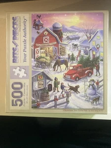 Brocas y piezas árbol de Navidad granja diversión 500 piezas 18” x 24” rompecabezas sellado nuevo - Imagen 1 de 14