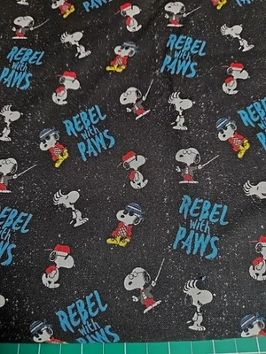 PEANUTS SNOOPY Cotton Fabric Rebel Paws Black By The Half Yard Music Conductor - Image 1 of 4