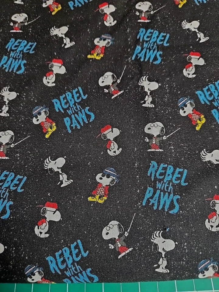 PEANUTS SNOOPY Cotton Fabric Rebel Paws Black By The Half Yard Music Conductor - Image 1 of 4