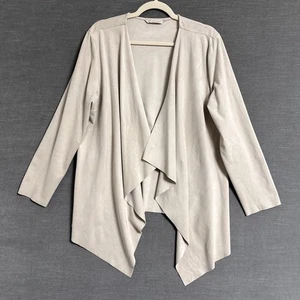 Soft Surroundings Jacket L Beige Faux Suede Open Front Draped Cardigan Fall - Picture 1 of 12
