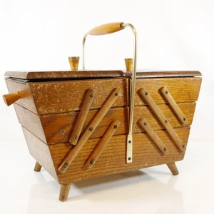 Kleines Nähkästchen aus Holz mit Inhalt 34x18x28cm - Art Déco antik - Bild 1 von 9