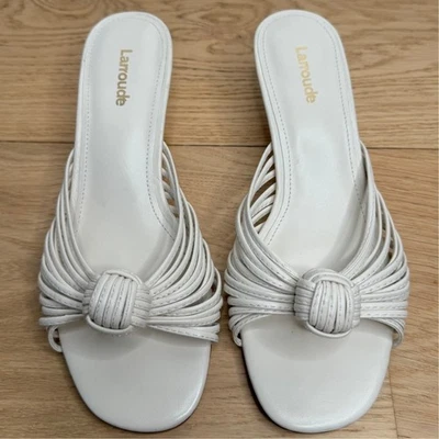 NWOT Larroudé Valerie Kitten Heel Slide Strappy Knotted Leather Sandal Size 6 - Image 1 of 4