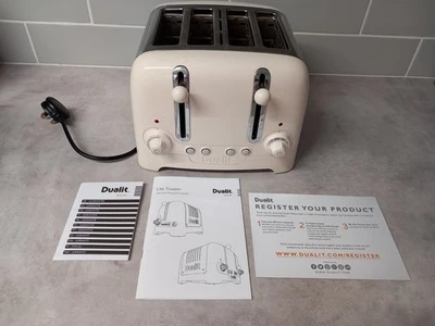 Dualit DPP4 Lite 4 Slice Toaster  Bagel Defrost Extra Wide Slots Cream - Image 1 of 4