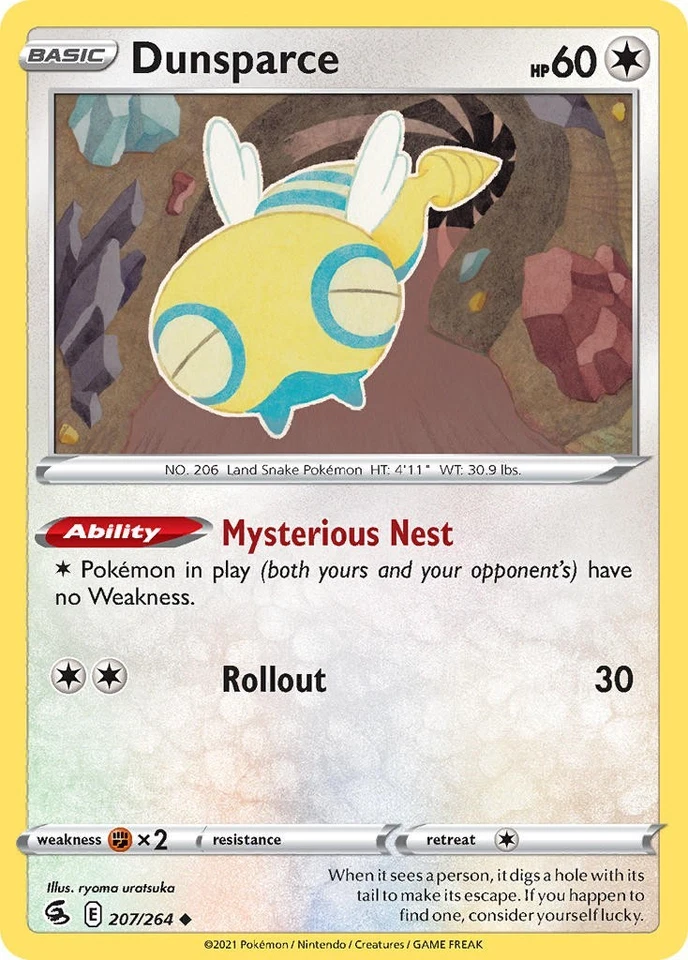 Dunsparce 207/264 Swsh08: Fusion Strike Regular NM-Mint Pokémon TCG - Image 1 of 1