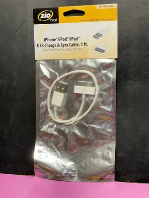 ZioTek iPhone®/iPod®/iPad™ USB Charge & Sync Cable – 1 ft - Image 1 of 4