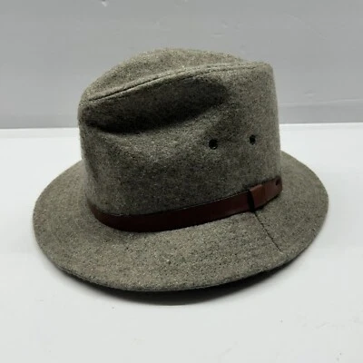 Woolrich Fedora 帽子灰色棕色表带 * 无尺寸标签 * — 第 1/4 张图片