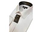COTTON RICH SLIMMER FIT WHITE  Reg Collar Dress Shirt Dble Cuff Wedding 14"-18"