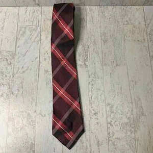 MICHAEL Michael Kors Silk Tie Mens Red Polka Dots Plaid Adjustable Pointed - Picture 1 of 5