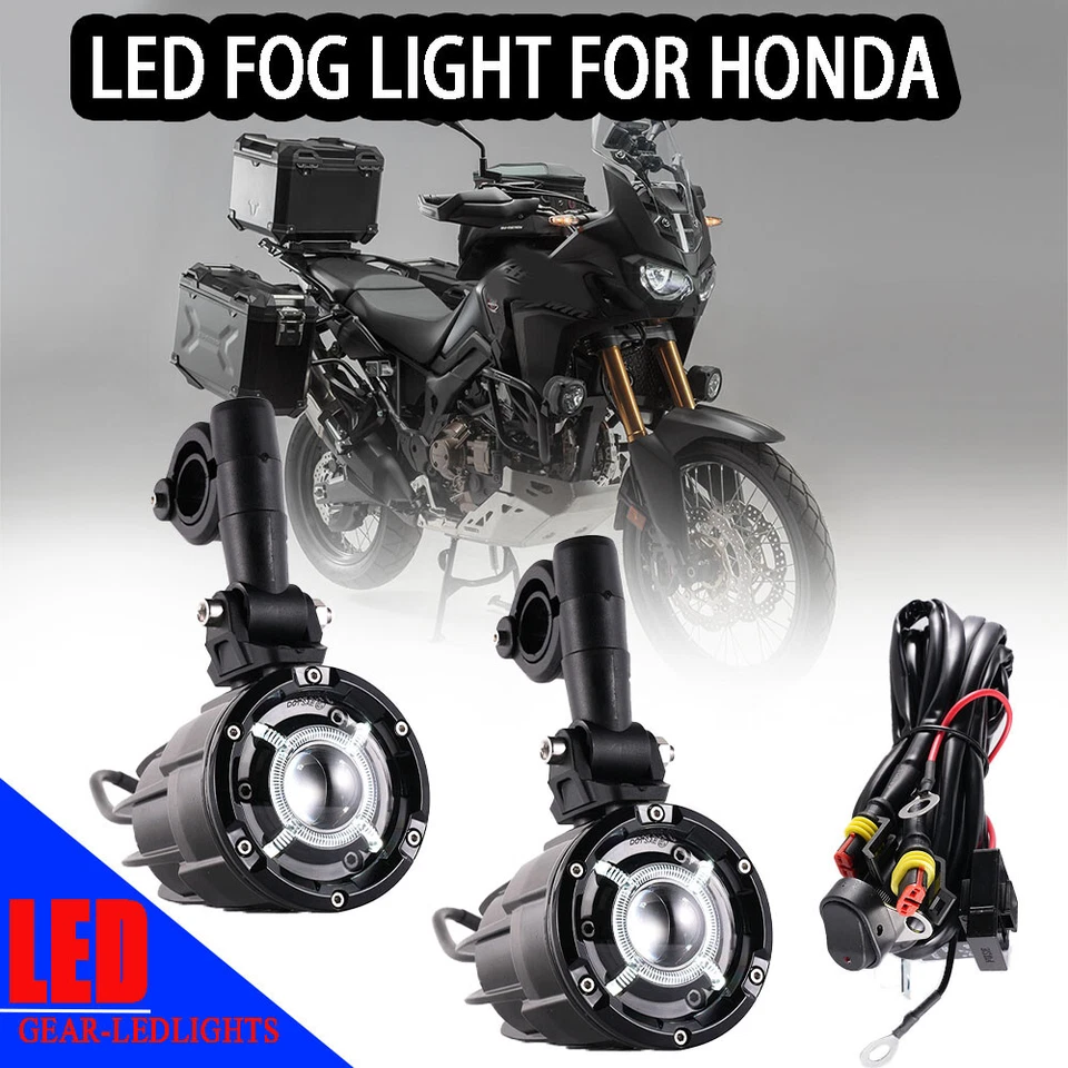 Luz antiniebla auxiliar LED para motocicleta doble Honda CRF1100L África funcionando con DRL Foto 1 de 4