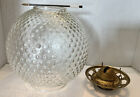VTG Hobnail Clear Glass Oil Lamp Globe Shade W/Hdw 4 1/4" Fitter x 29" Round