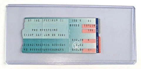 WWF Prime Time Wrestling TV Taping ticket stub wwe Jan 1988 Ultimate Warrior Cover