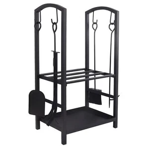 Kaminholzregal 2-lagig Outdoor Indoor Scheitholzhalter Regal mit Kaminwerkzeug Set - Bild 1 von 7