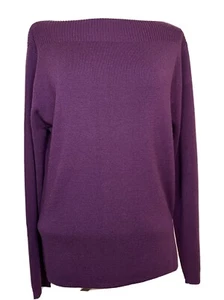 Norm Thompson Women’s Size Large Purple Merino Wool Pullover Crew-Neck Sweater - Picture 1 of 9