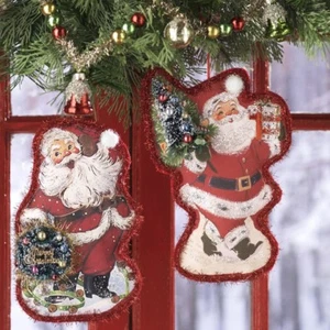 NEW!~RAZ Imports~8.5" VINTAGE TINSEL SANTA ORNAMENT~Assorted/Vintage/Retro/Tree - Picture 1 of 2