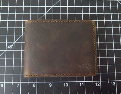 CARTERA PLEGABLE de cuero Saddleback 4 3/8" x 3 7/16" x 1/2" café oscuro marrón DCB Foto 1 de 4