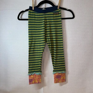 MATILDA JANE Ribbed Horizontal Striped Ruffle Floral Cuff Girls Leggings 6 - Picture 1 of 5