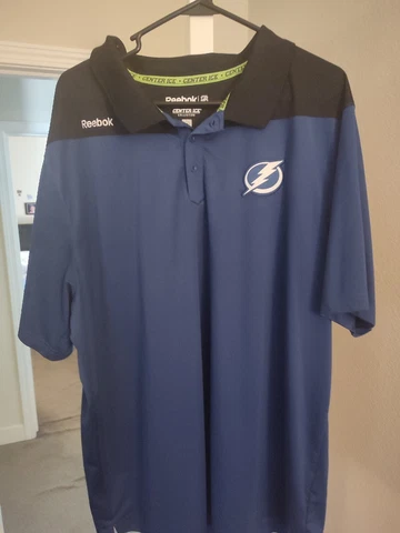 Tampa Bay Lightning Polo Shirt Mens 2XL  Blue Black NHL Hockey Adult Cover