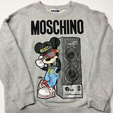 MOSCHINO x H&M Womens Large Mickey Mouse Disney Sweatshirt Gray Pullover Sweater