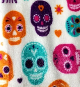 Adorables calaveras de azúcar de colores brillantes en manta de felpa suave 50"X60" nuevas con etiquetas - Imagen 1 de 9