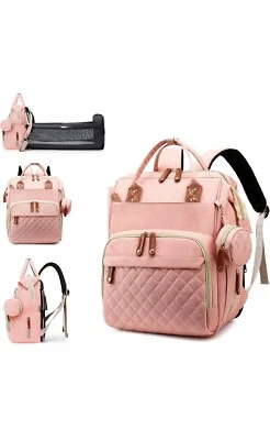 Baby Diaper Bag Backpack Travel Mom Maternity Changing Pad Waterproof (Pink) - Image 1 of 4