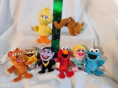 Complete Set of 8 Tiny Sesame Street 50 Years Gund Mini Plush Oscar Prairie Dawn - Image 1 of 4