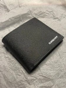 Genuine BURBERRY Grainy Leather International Bifold Men Wallet Black FAST SHIP - Picture 1 of 10