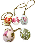 Vintage Easter Egg Ornaments Decoupage Floral 2.5 inches Lot of 5