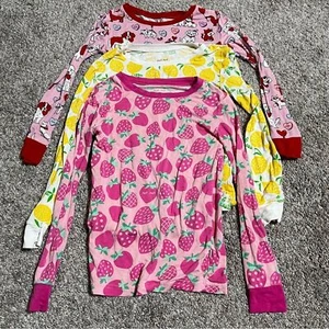 Little Sleepies Girls Pajama Tops Bundle Lot 4T Pink Strawberries Lemons Dog Cat - Picture 1 of 15