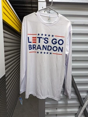 NWT Let's Go Brandon White SPF 50 Fishing Long Sleeve Joe Biden Chant Men Size L - Image 1 of 4