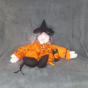 Peluche pupazzo vintage Halloween vecchia strega scaffale sitter berretto 16" Joelson 1992 - Foto 1 di 2