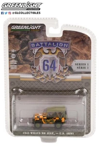 Greenlight 1:64 61010-D Battaglione 64 Serie 1 - 1943 Willys MB Jeep - US Army - Foto 1 di 2