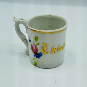 Mini taza vintage porta anillo piense en mí porcelana pintada a mano - Imagen 1 de 10