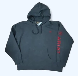 Ariat Mens Pullover Hoodie Sweatshirt Dark Gray Size XL Long Sleeve Cotton Blend - Picture 1 of 9