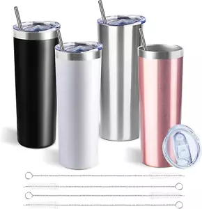 20 Oz Skinny Tumbler with Lid and Straw,Stainless Steel Vacuum Insulated Tumbler - Picture 1 of 9