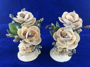 Paar Vintage Retro Blumenmuster MEERESMUSCHEL Posy Display Ornamente - Bild 1 von 5