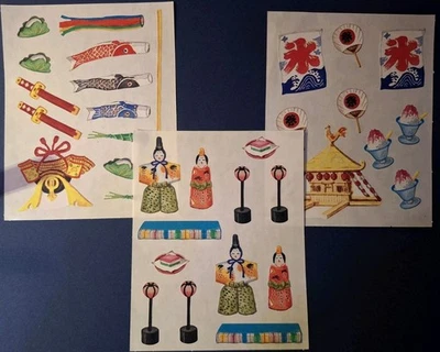 Pegatinas de álbumes de recortes estilo asiático vintage 3 hojas Foto 1 de 4