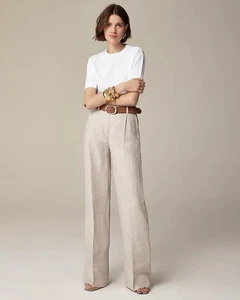 J.Crew Essential Wide Leg Pant Linen Women's size 10 Flax Color 100% Linen EUC - Picture 1 of 6