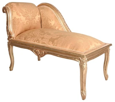 Hocker Sitzhocker Recamiere gold Polsterbank Sofa rokoko Ottomane Sitzbank Bank - Bild 1 von 4