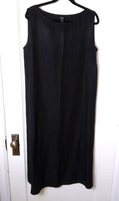 Vestido Eileen Fisher Grande Seda Lino Sin Mangas Midi Túnica Negro Foto 1 de 4