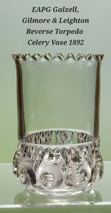 EAPG Reverse Torpedo Celery Vase 1892 Dalzell, Leighton & Gilmore Clear - Picture 1 of 8