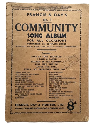 Community Song Album Francis & Day no 1 vintage sheet music sing a long book g - Image 1 of 3