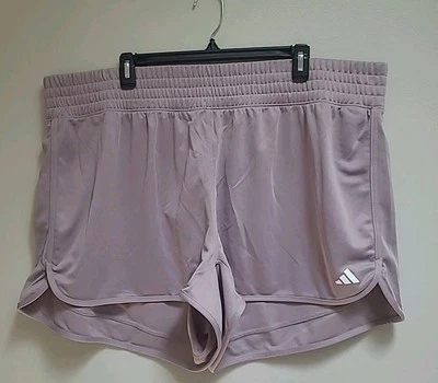 Pantalones Cortos Altos Adidas Para Mujer Pacer 3 Rayas Tejido 3" Entrepierna Púrpura Talla Grande 3X  Foto 1 de 4