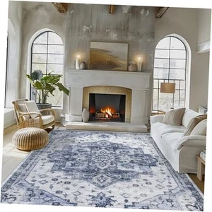 Washable Rug Living Room Rugs: 10x14 Area Rug Large Soft Vintage Medallion - Picture 1 of 8